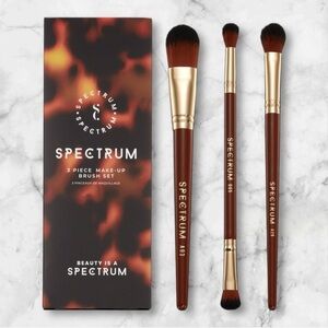 Spectrum 3 Piece Makeup Brush Set - Brown foundation complexion dual-end brushes